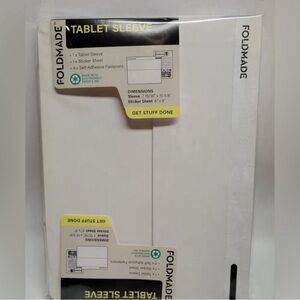 FOLDMADE Tablet Sleeve in White Universal Up To 10” NWT 3 for $20